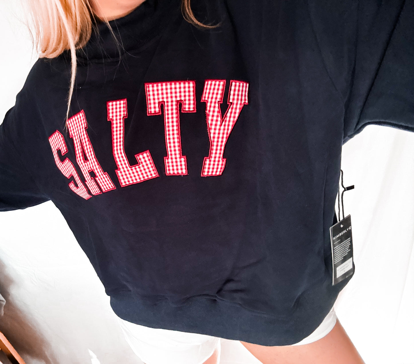Salty Mockneck Top Navy/Red