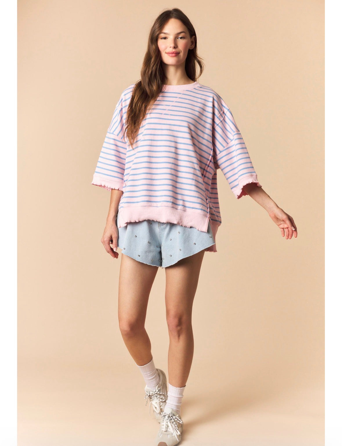 Pink/Blue Stripe Top