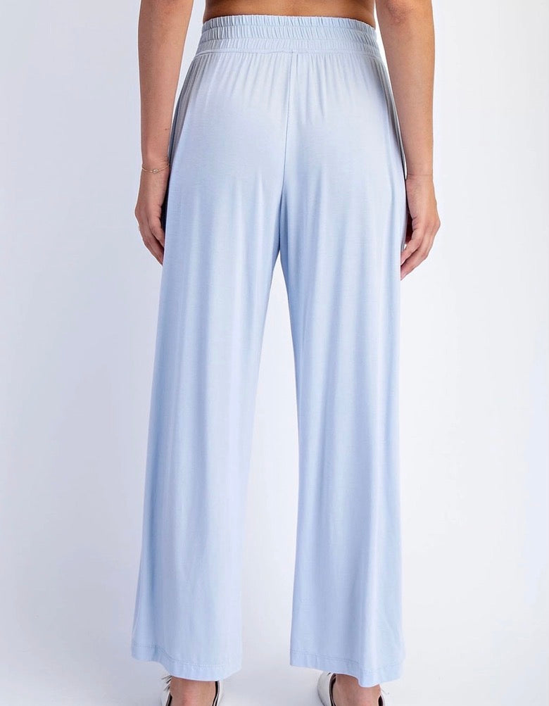 Blue Cropped Wide Leg Pants