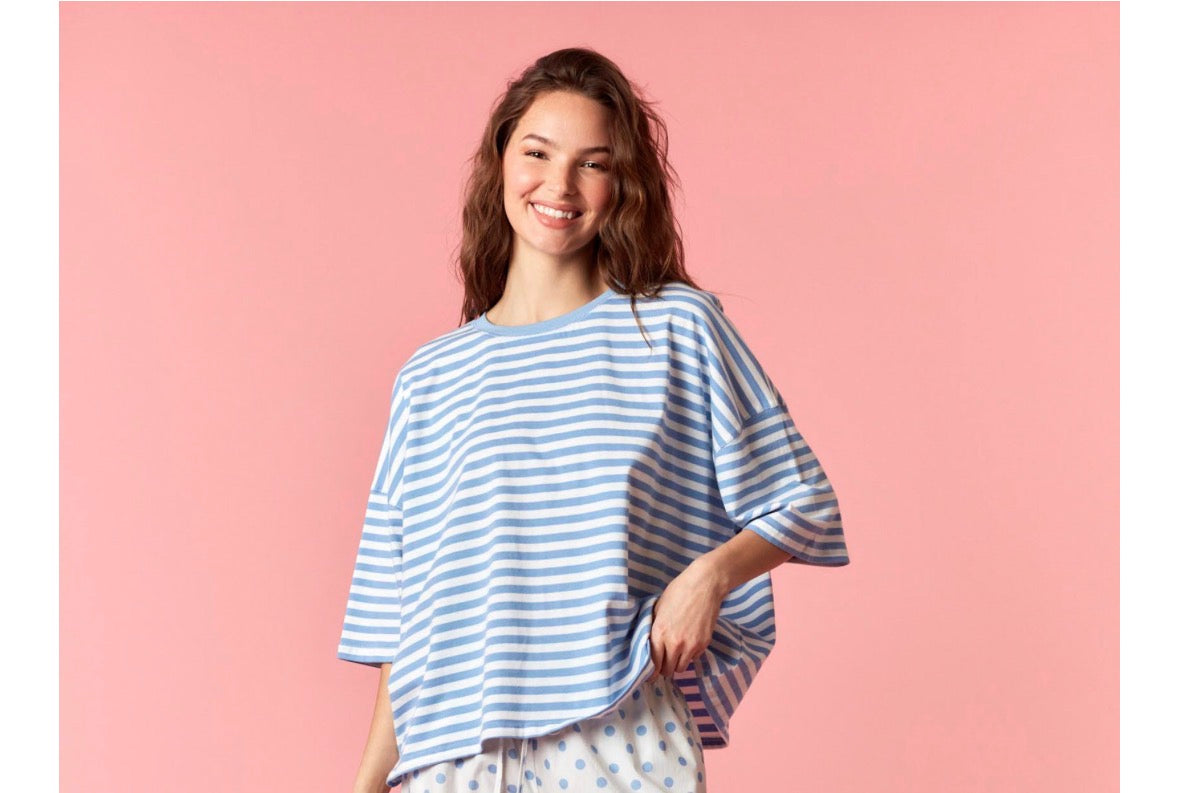 Basic Blue Striped Top