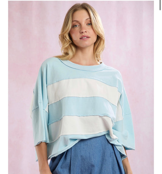 Sky Blue Stripe Top