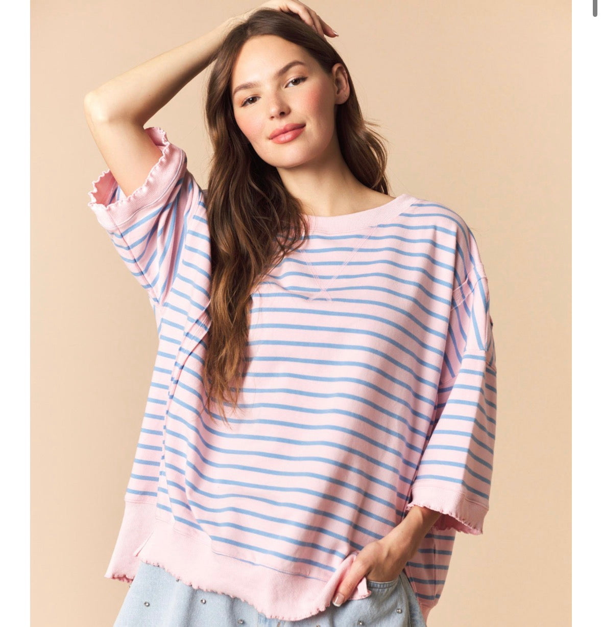 Pink/Blue Stripe Top