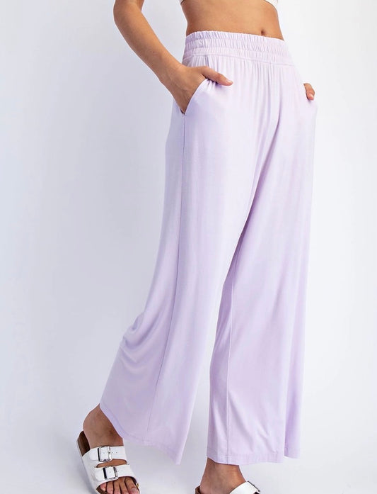 Lilac Cropped Wide Leg Pants