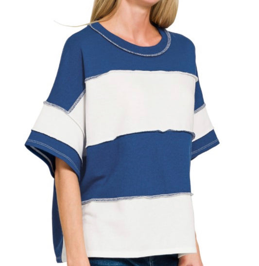 Navy Striped Top